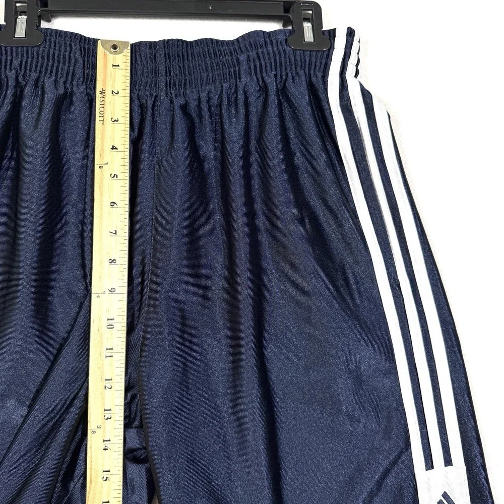 Vintage Adidas Shorts Mens Small Shiny Dazzle Soccer Y2K Blue 3 Stripe Football